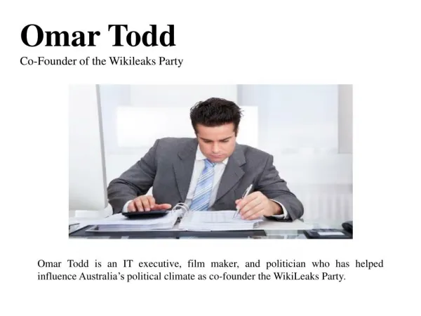 Omar Todd - Co-Founder of the Wikileaks Party
