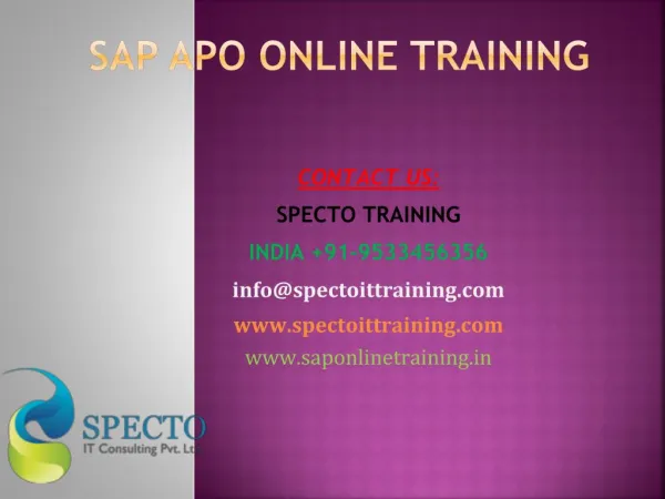 Sap apo online training in uk
