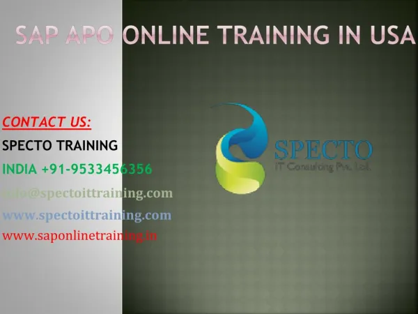 Sap apo online training in usa