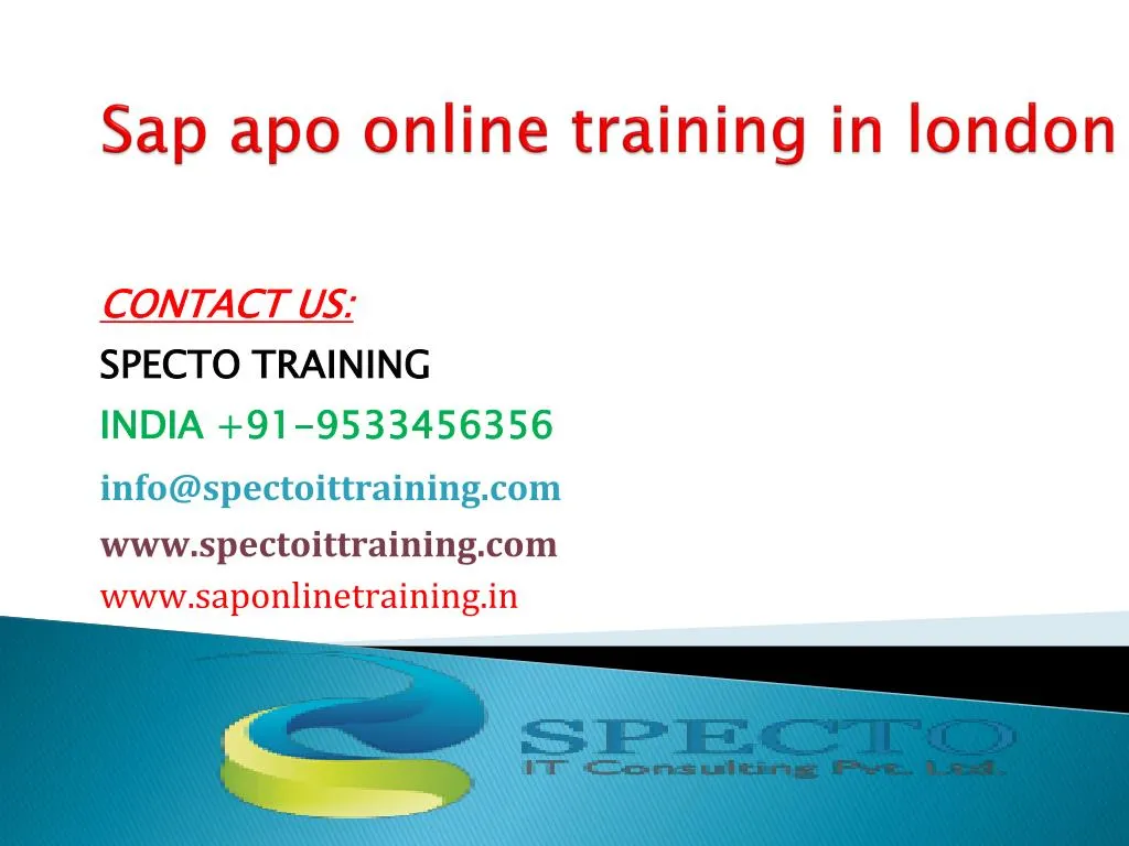 sap apo online training in london