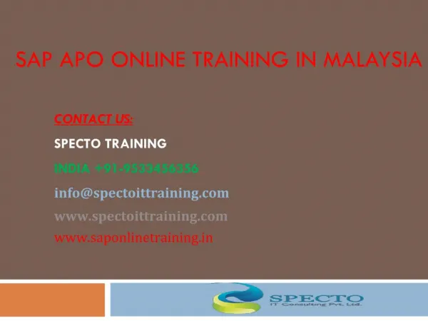 Sap apo online training in malaysia