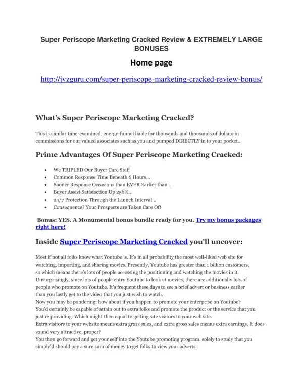 Super Periscope Marketing Cracked Review