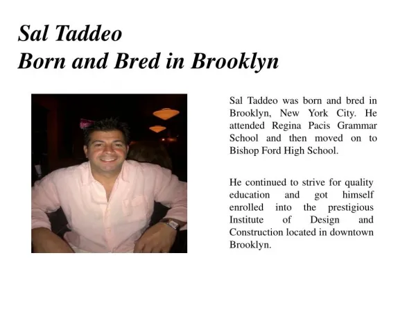 Sal Taddeo - Born and Bred in Brooklyn