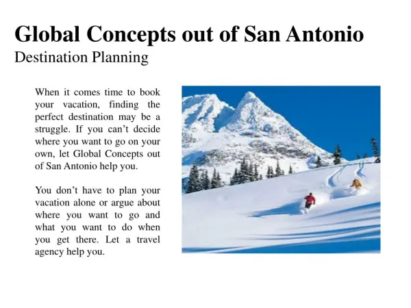 Global Concepts out of San Antonio - Destination Planning