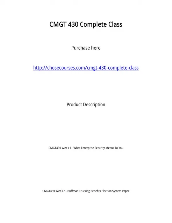 CMGT 430 Complete Class