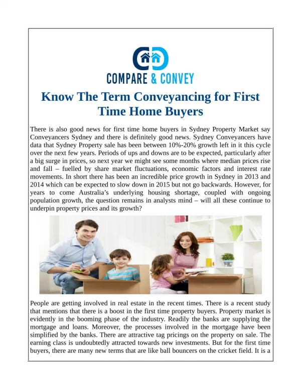 Know The Term Conveyancing for First Time Home Buyers