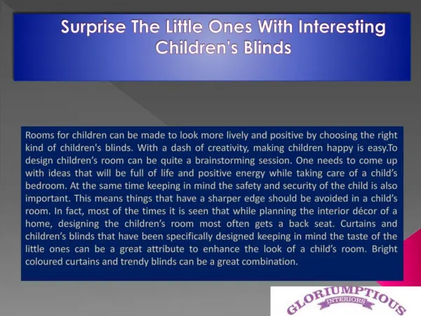 Surprise the Little Ones with Interesting Children's Blinds
