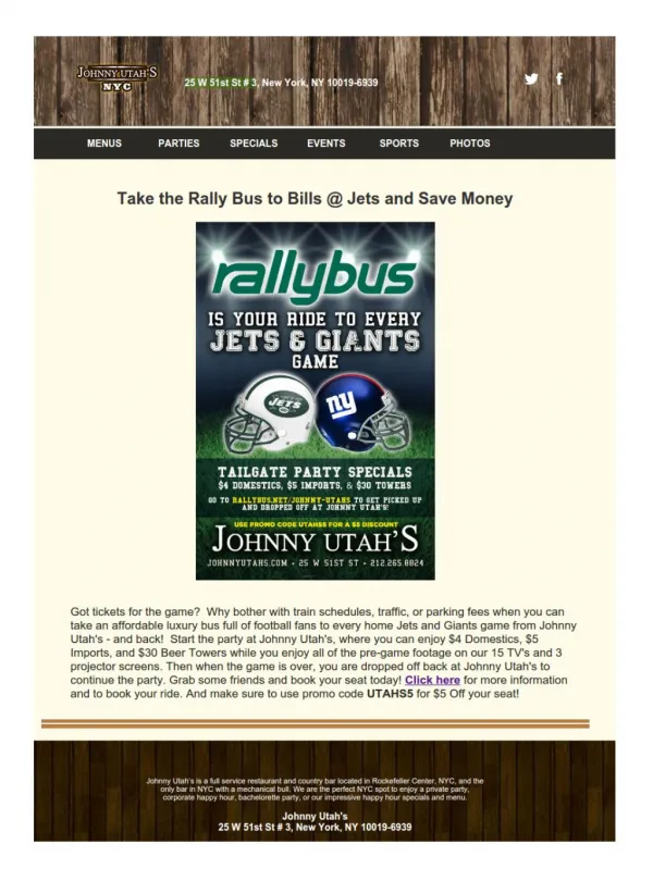 Take the Rally Bus to Bills @ Jets and Save Money