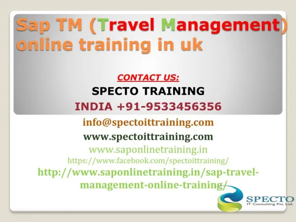 Sap TM travel management online training in uk
