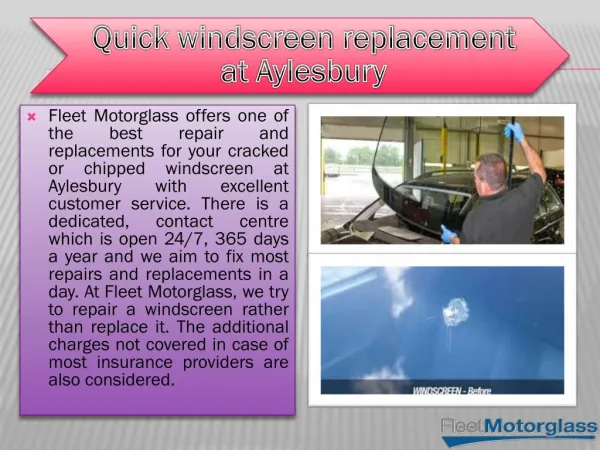 Quick windscreen replacement at Aylesbury