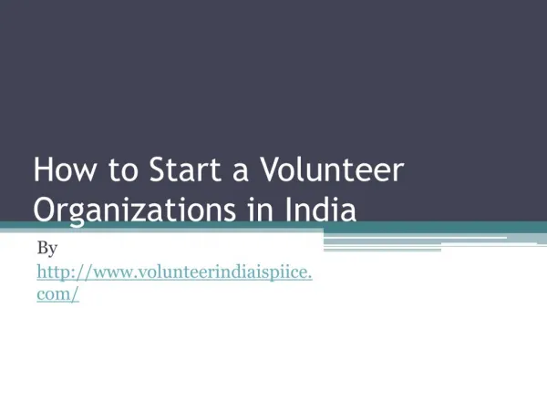 How to Start a Volunteer Organizations in India