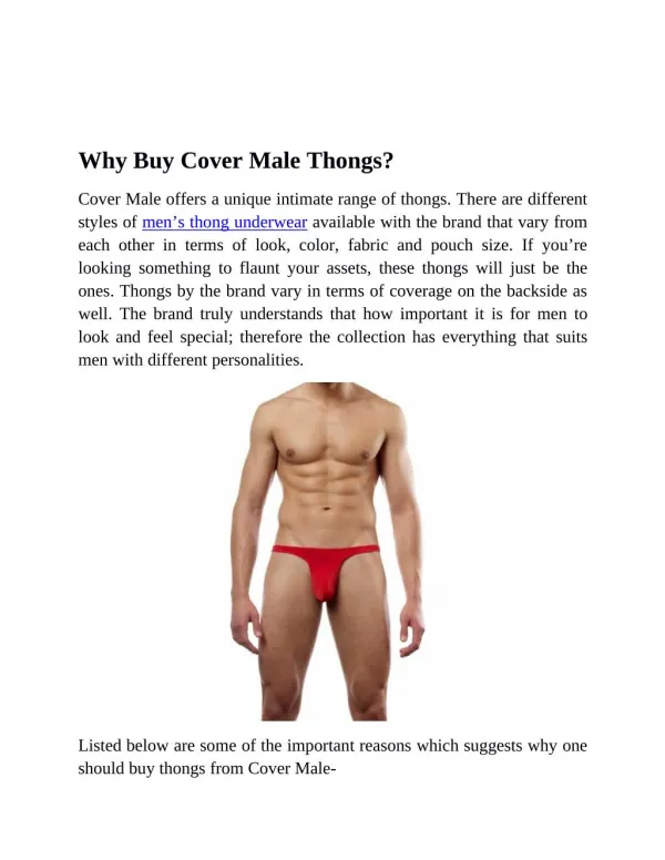 Why Buy Cover Male Thongs?
