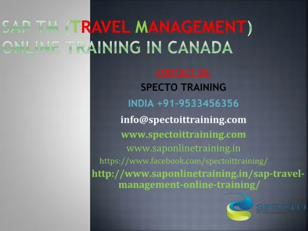 Sap TM travel management online training in canada