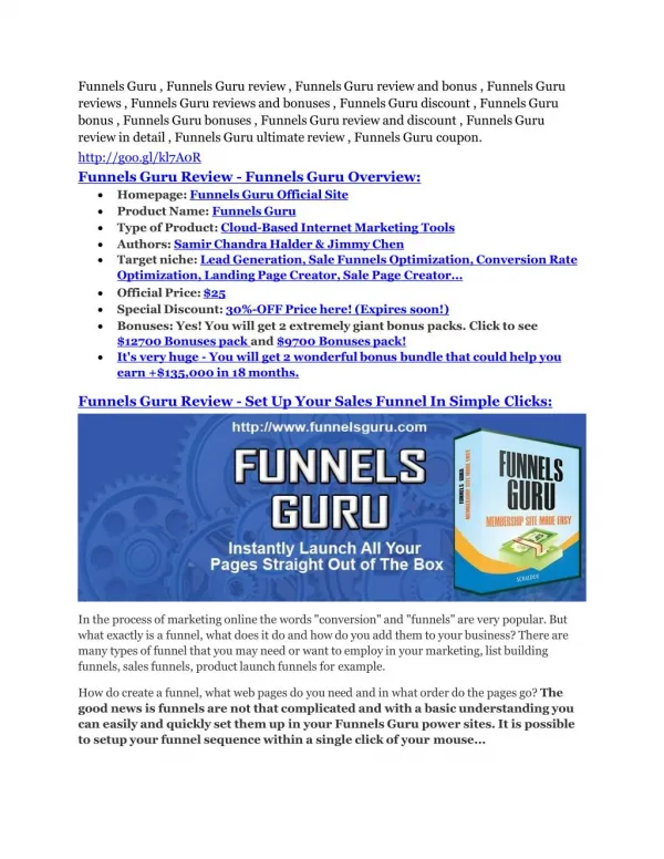 Funnels Guru Review - 80% Discount and $26,800 Bonus