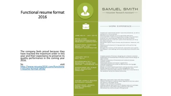 Functional resume format 2016