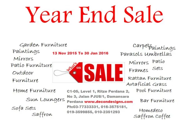 Year End Sale, Warehouse sale, Clearance sale,