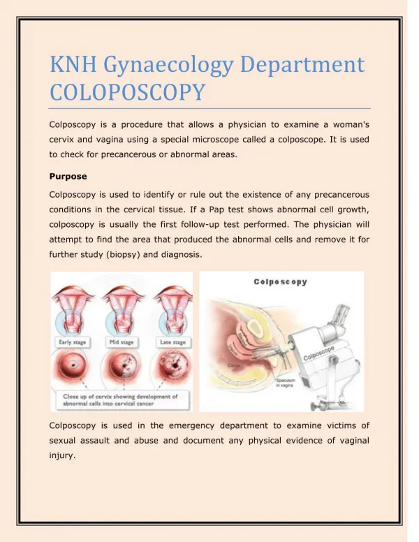 KNH Gynaecology Department COLOPOSCOPY