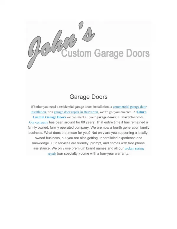 Garage Doors Beaverton