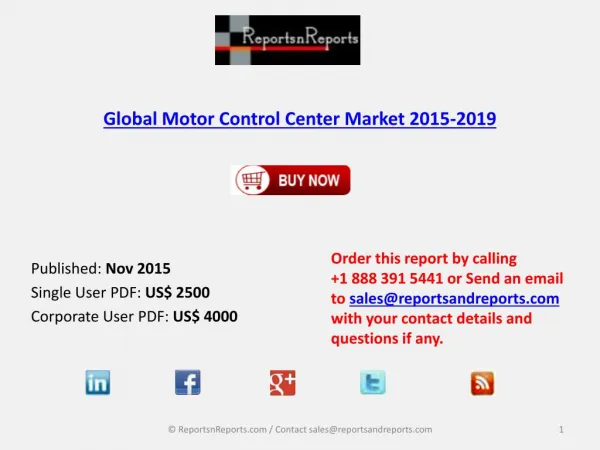 Global Motor Control Center Market 2015-2019