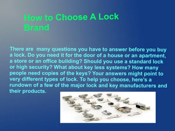 Choosing A Lock Brand in Cincinnati, Oh