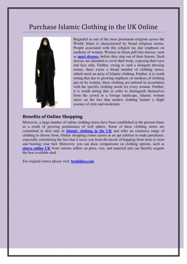 Purchase Islamic Clothing in the UK Online
