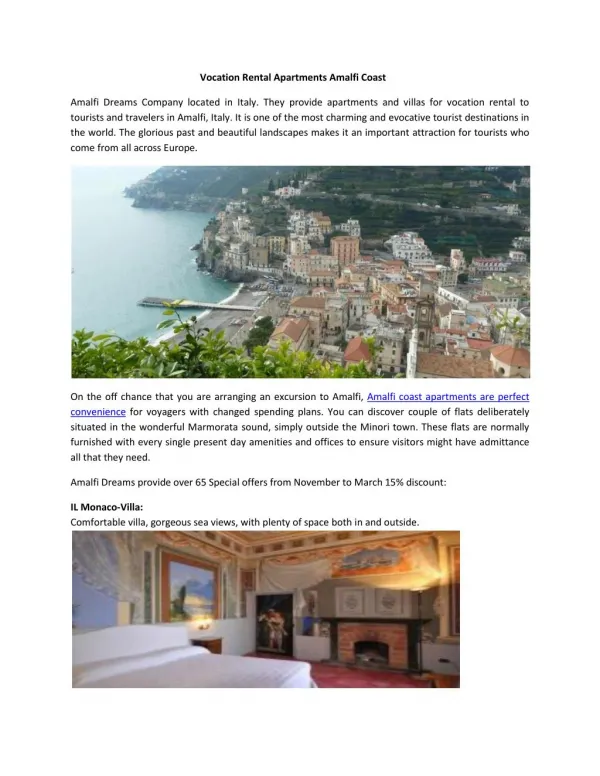 Vocation Rental Apartments Amalfi Coast