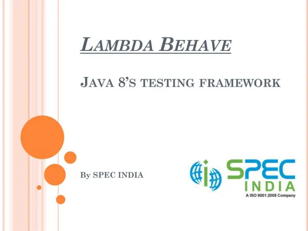 Lambda Behave - Java 8's Testing Framework