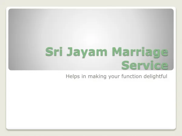 Sri Jayam Marriage service
