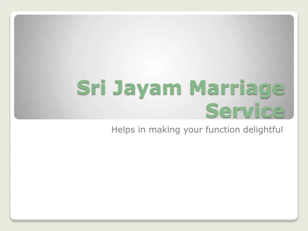 sri jayam marriage service