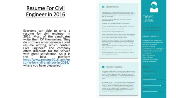 Resume For Civil Engineer in 2016