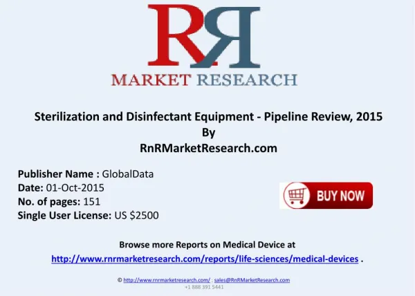 Sterilization and Disinfectant Equipment Pipeline Review 2015