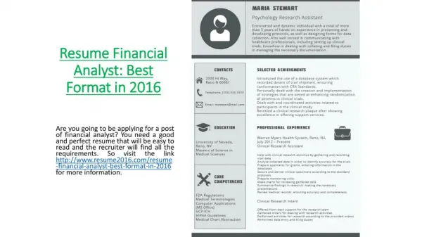 Resume Financial Analyst: Best Format in 2016