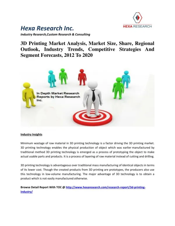 3D Printing Market Size, Market Share, Application Analysis, Regional Outlook, Growth, Trends, Competitive Scenario And