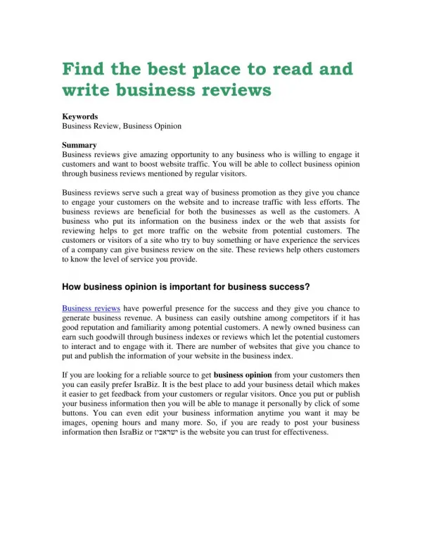 Find the best place to read and write business reviews