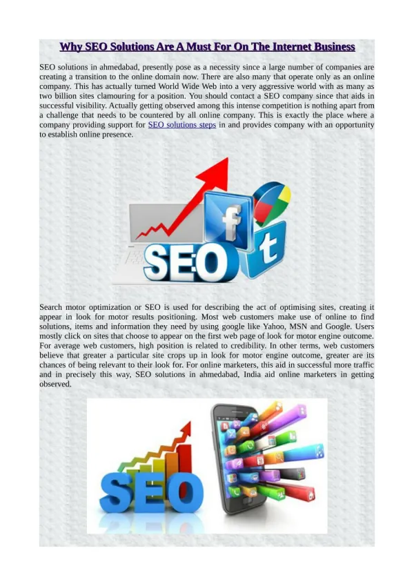 Why SEO Solutions Are A Must For On The Internet Business