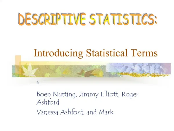 Introducing Statistical Terms