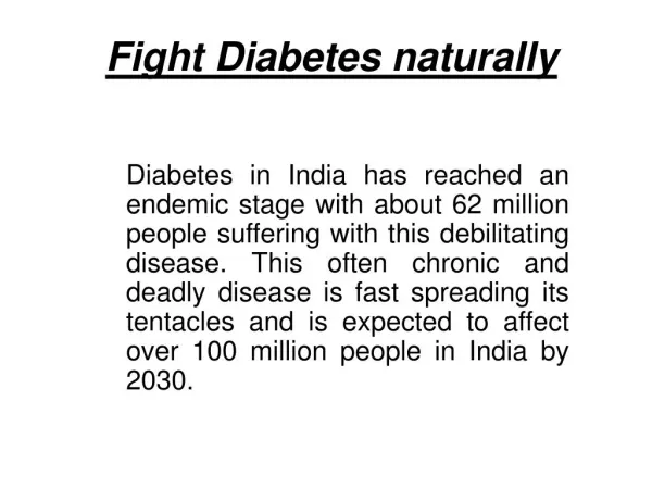 Fight Diabetes Naturally 