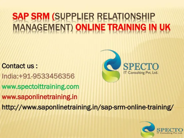 Sap srm (Supplier Relationship Management) online training in australia
