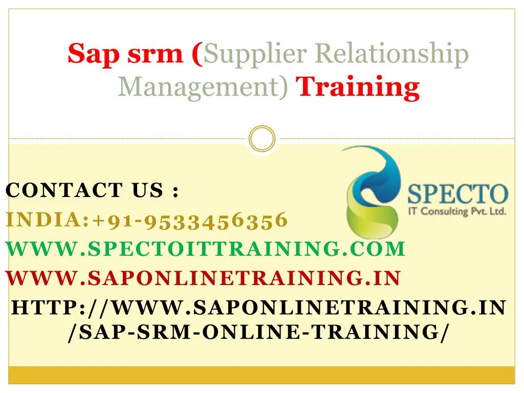 s ap srm supplier relationship management training