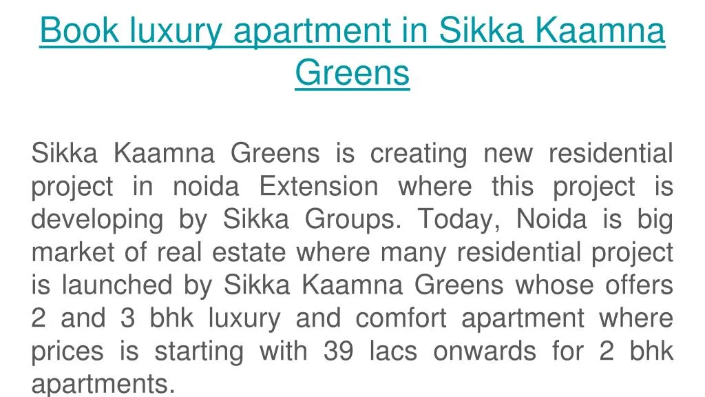 book luxury apartment in sikka kaamna greens