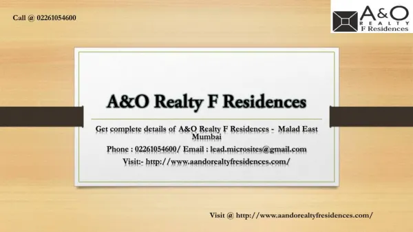 A&O Realty F Residences - Malad East Mumbai - Price, Review, Floor Plan - Call @ 02261054600