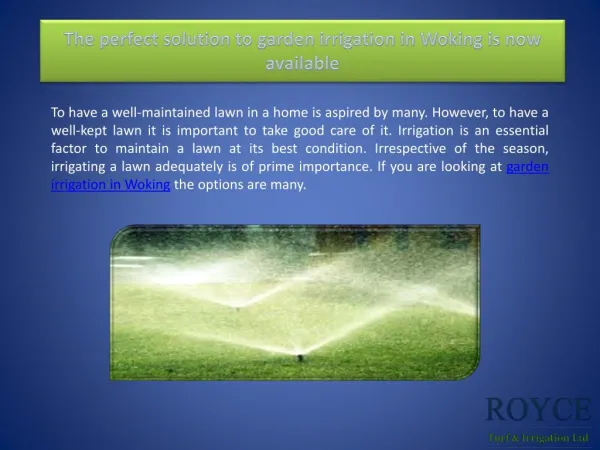 The perfect solution to garden irrigation in Woking is now available
