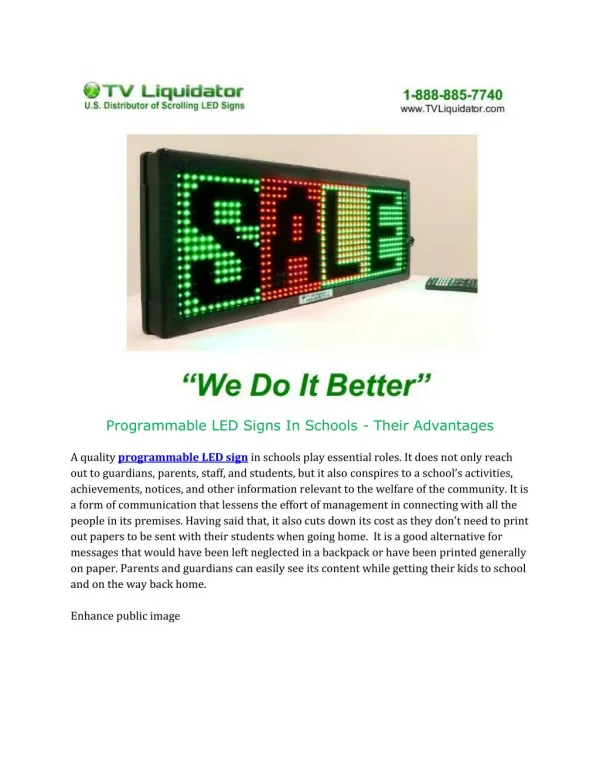 Programmable LED Signs In Schools - Their Advantages