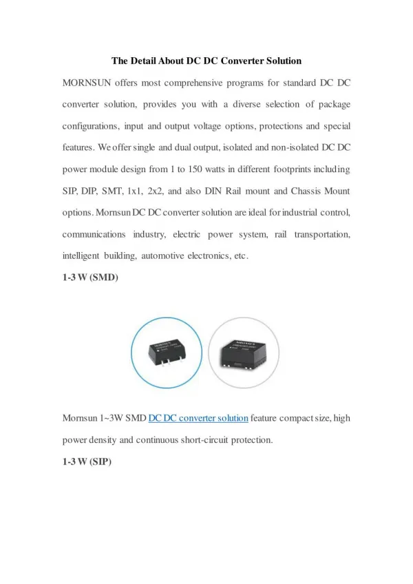 The Detail About DC DC Converter Solution