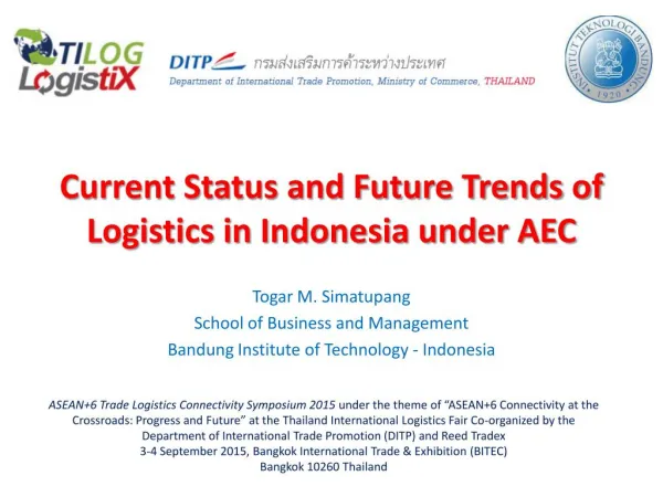 Current Status and Future Trends of Logistics in Indonesia under AEC