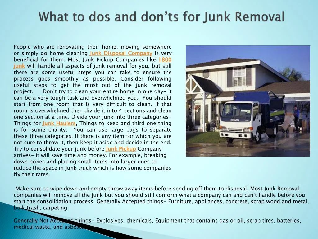 what to dos and don ts for junk removal