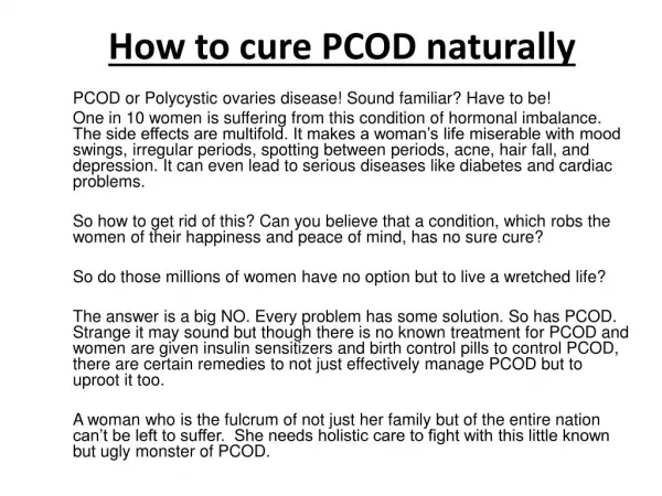How to cure PCOD naturally
