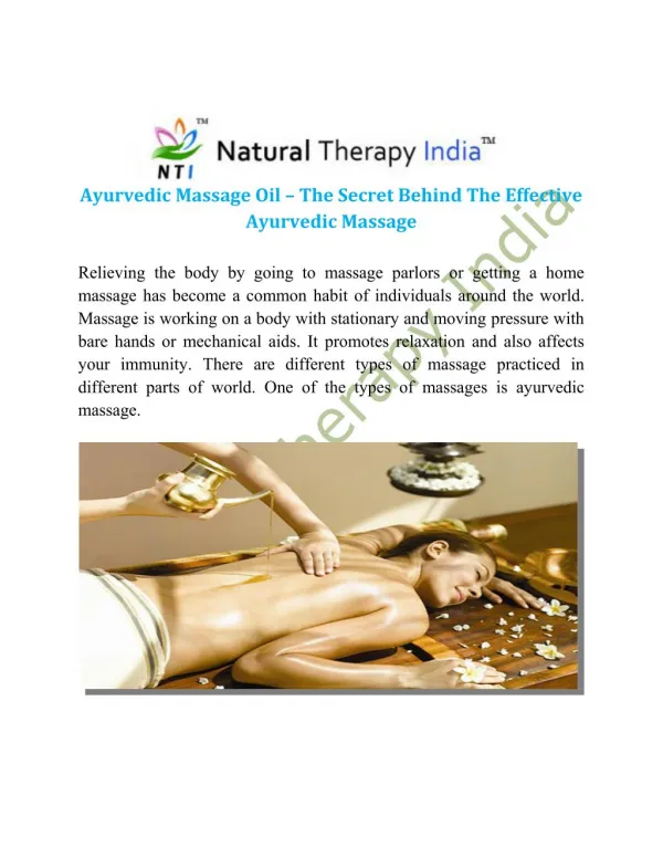 Ayurvedic massage oil manufacturers