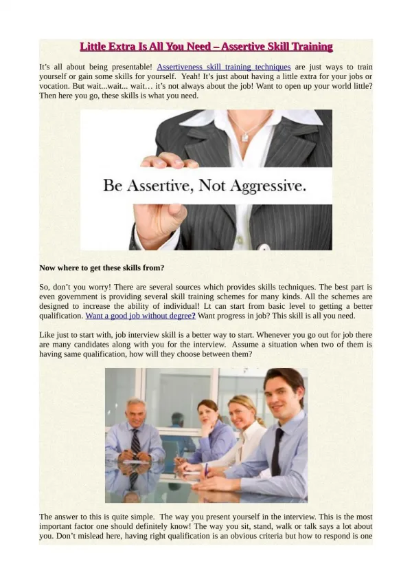 Little Extra Is All You Need – Assertive Skill Training