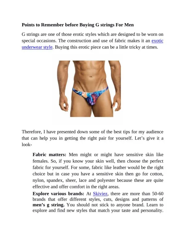 Points to Remember before Buying G strings For Men